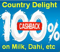 Country Delight 100% Cashback Upto Rs 500 on First Wallet Recharge -Milk Delivery Service