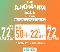 Ajio Mania New Republic Day Offer Min 50% +22% Off +Axis Bank, Paytm Deals