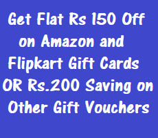 Get Flat Rs 150 OFF on Amazon and Flipkart Gift Cards via SmartBuy 22-24 Feb 21