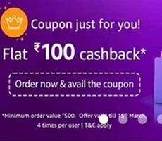Amazon Food Flat Rs 100 Cashback on Order of 500 -4 Times Per Bangalore User