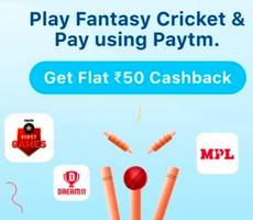Paytm Flat 50 Cashback on Dream 11, MPL, Paytm First Game -IPL Special