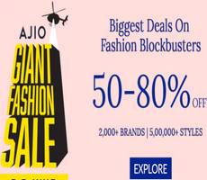 AJIO GIANT FASHION SALE Min 50-80% Off on Clothing for 3rd-7th June