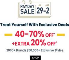 Ajio Pay Day Sale 40-70% Off +Extra 20% Off on Clothing for 29th July -2nd Aug