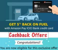 Flat 5% Cashback on Fuel Using Amazon Pay ICICI Credit Card Once Per Month Till Oct