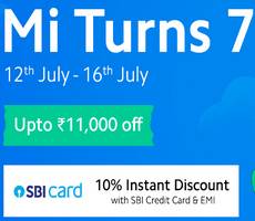 Mi 7th Anniversary Sale Best Deals on 12-16 July +10% OFF with SBI Credit Cards
