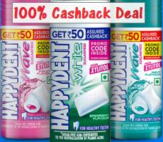HappyDent FREE Rs 50 Cashback Offer -How To Get