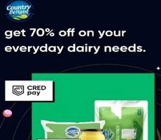 Country Delight 70% Discount Deal Upto Rs 300 via CRED Pay -Claim Now