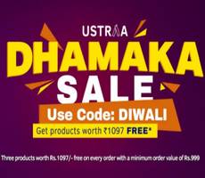 Ustraa Diwali Sale FREE Products Worth 1097 +10% Prepaid OFF +10% Cashback