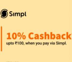 Simpl Get 10% Cashback Upto Rs 100 on 1st Billbox Payment