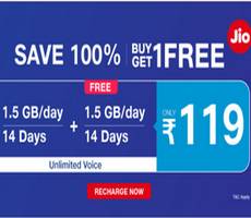 Jio Rs 119 Plan Buy 1 Get 1 FREE Get 1.5 GB Per Day for 28 Days -Details