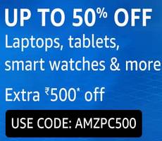 Amazon Extra Flat 500 Cashback Coupon on Tablets, Smartwatches, Storage, PC Accessories, etc